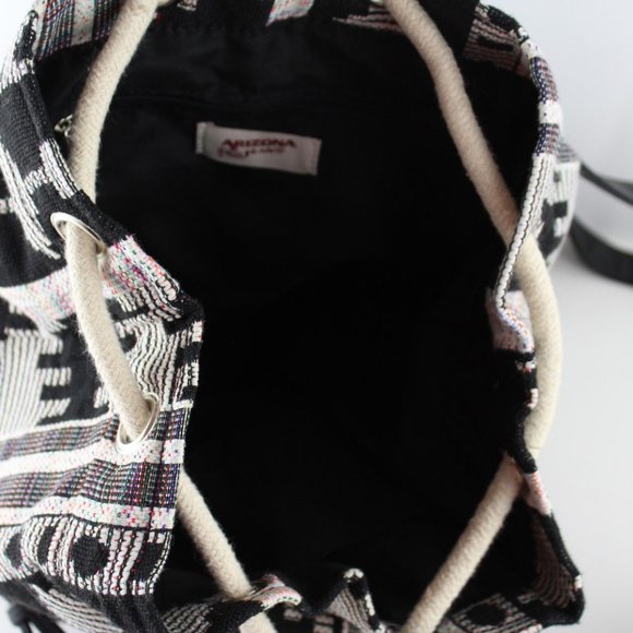 Black & White Navajo Aztec Bucket Backpack Bag NEW - Picture 5 of 7